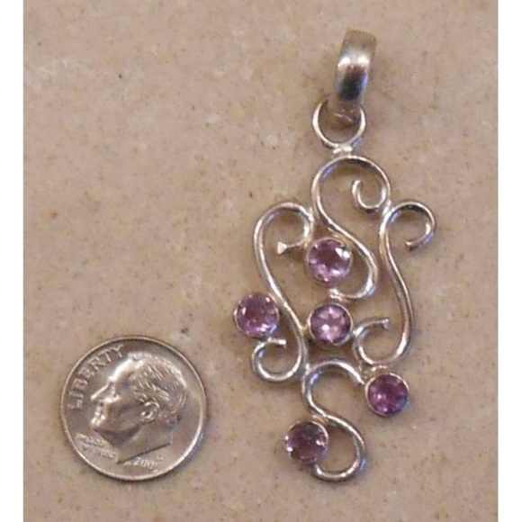 2 1/8" AMETHYST sterling silver pendant 413-01